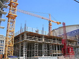 crane operating at construction site